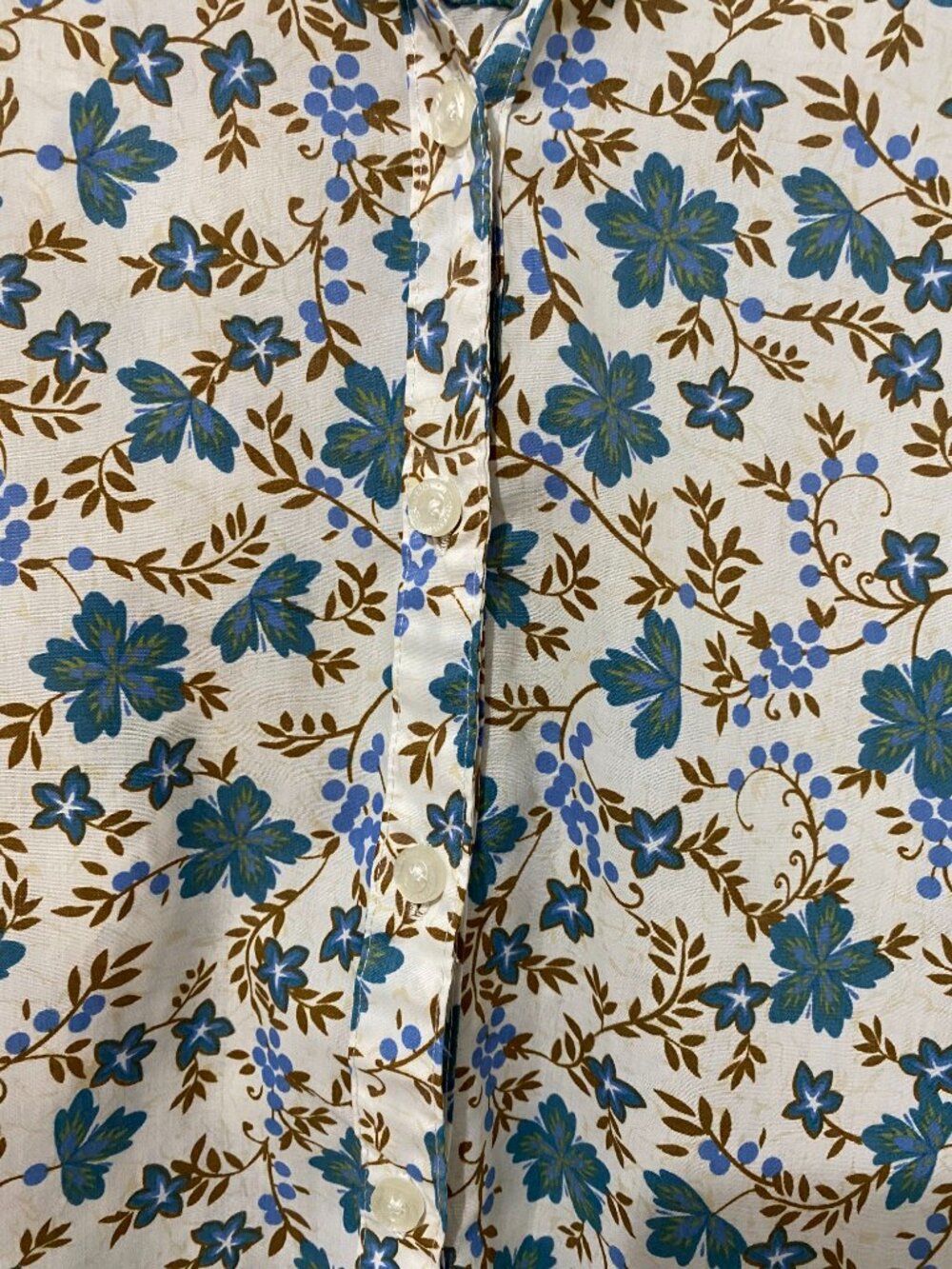 Vintage Floral Button Down Shirt Top 3/4 Sleeve Coastal Cottagecore Boxy Print - Picture 4 of 10